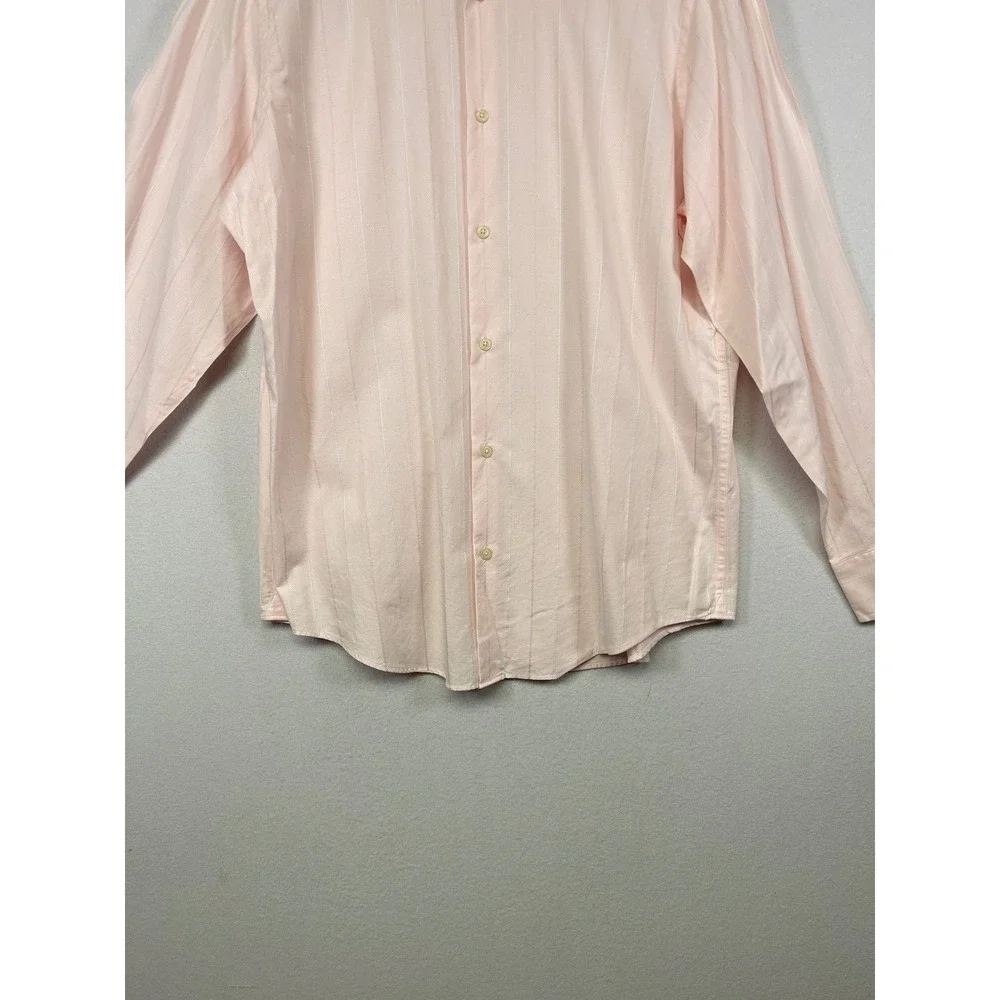 Preppy Banana Republic Mens Large Light Pink Striped‎ Cotton Button Down Shirt